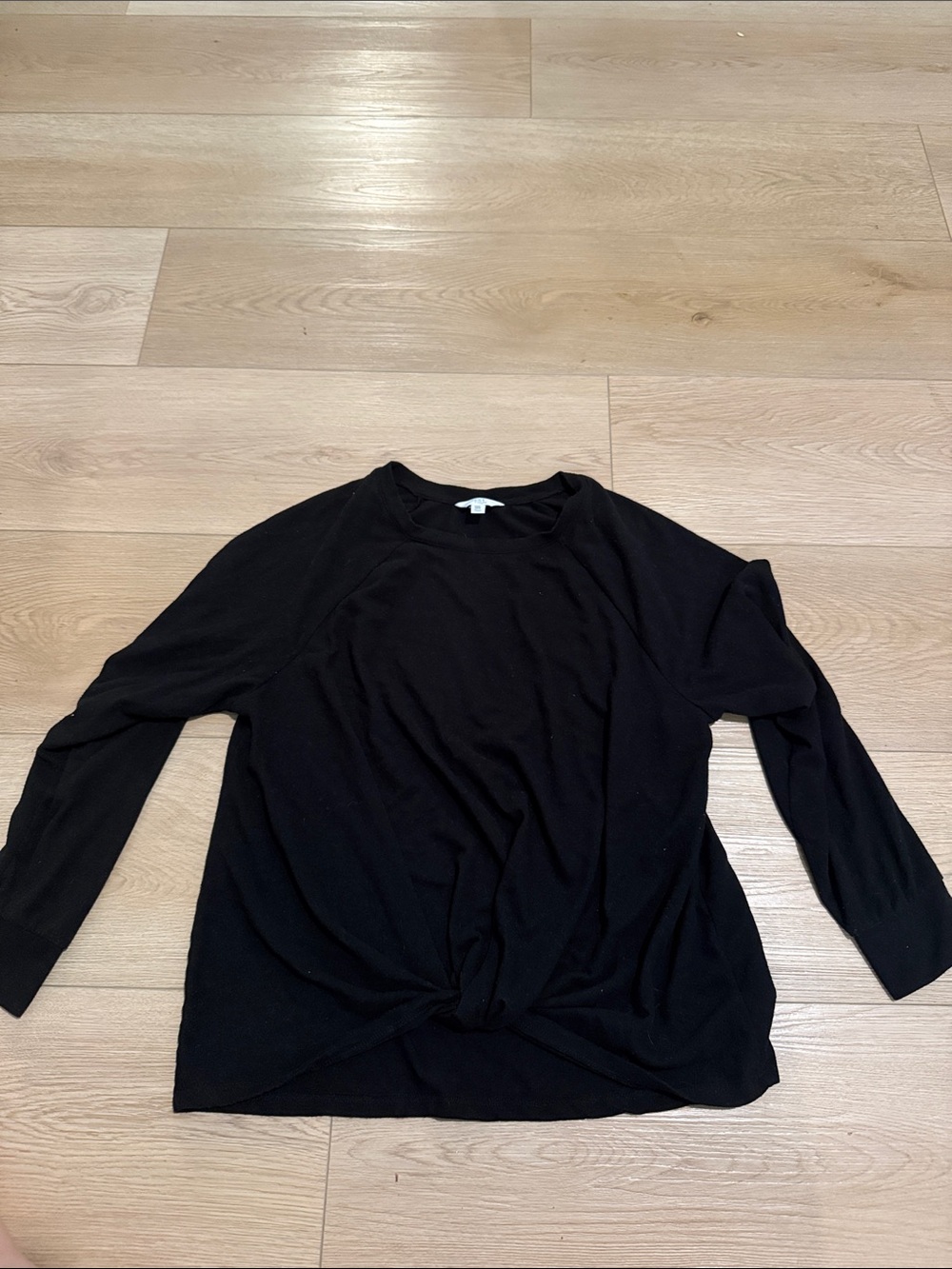 Black Knot-Front Long Sleeve Women's Top